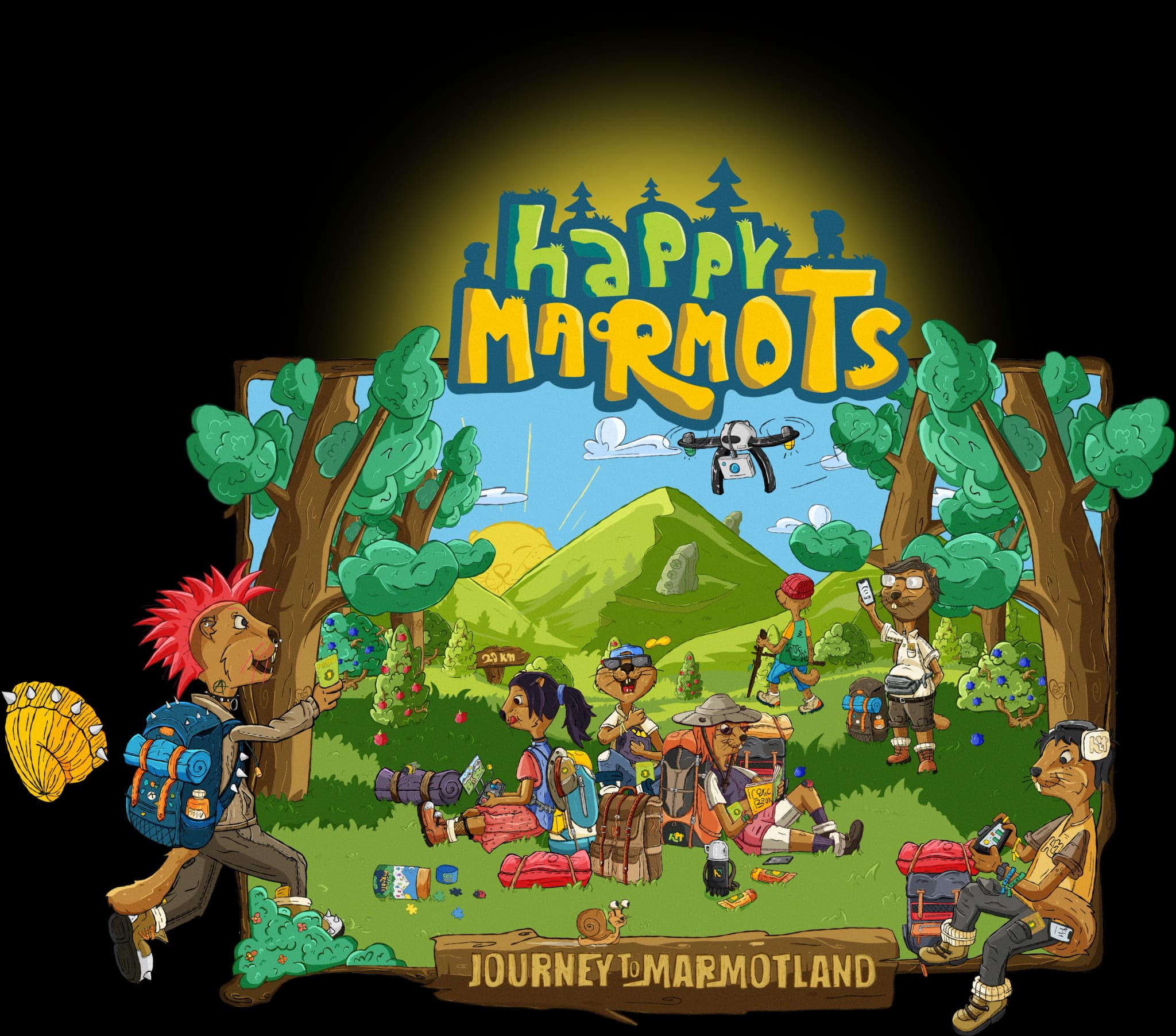 Happy Marmots Central Illustration